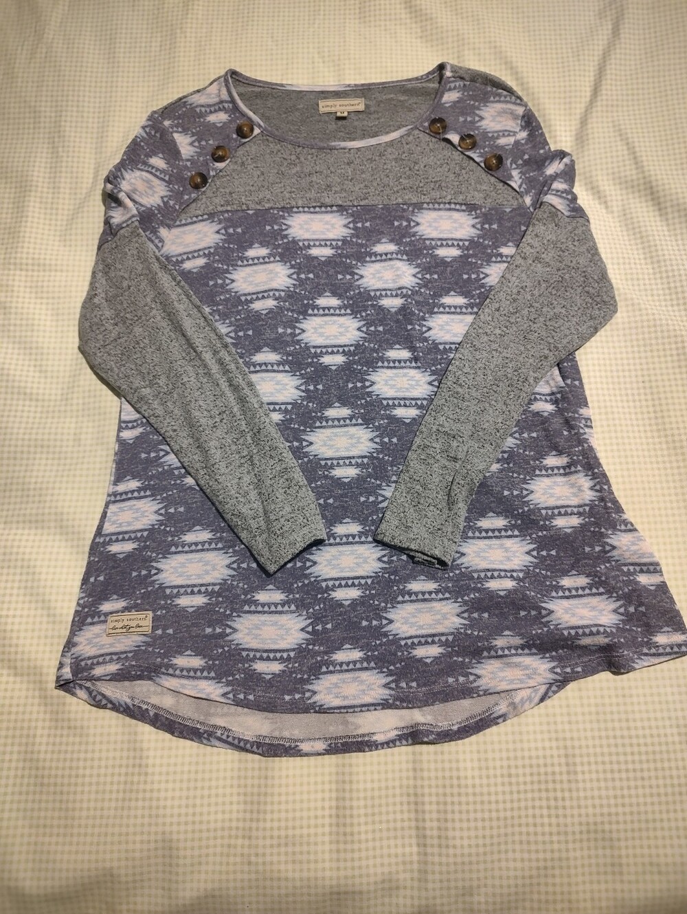 Simply Southern Purple & Gray Patterned Long-Sleeve Pullover